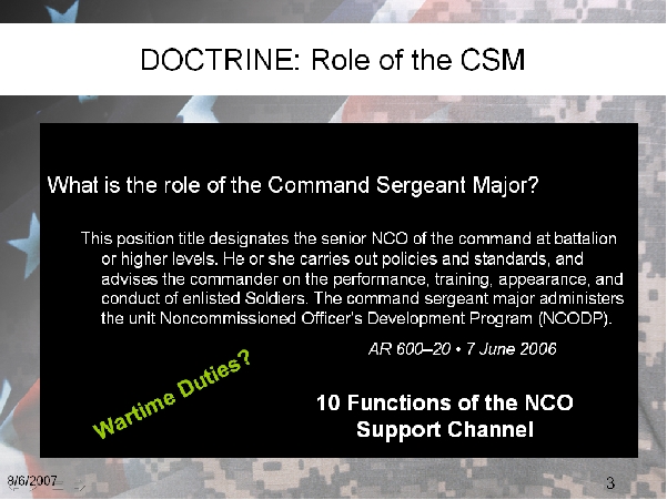 Doctrinal role of the CSM